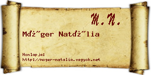 Móger Natália névjegykártya
